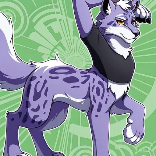 Vibrant Snow Leopard Centaur Masterpiece in Cartoonish Style
