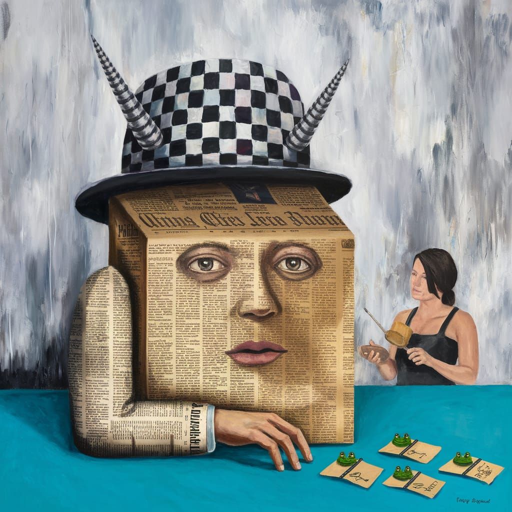 Whimsical Box Face in Abstract Art