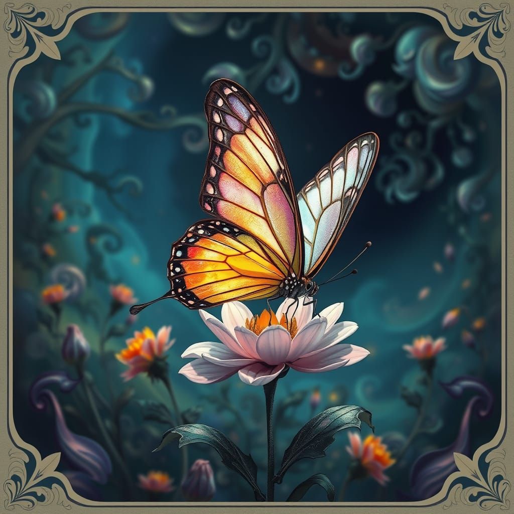 Majestic Butterfly in Whimsical Fantasy Realm