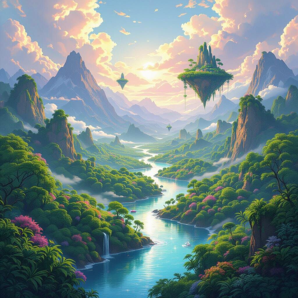 Utopian Nature Landscape: Digital Painting
