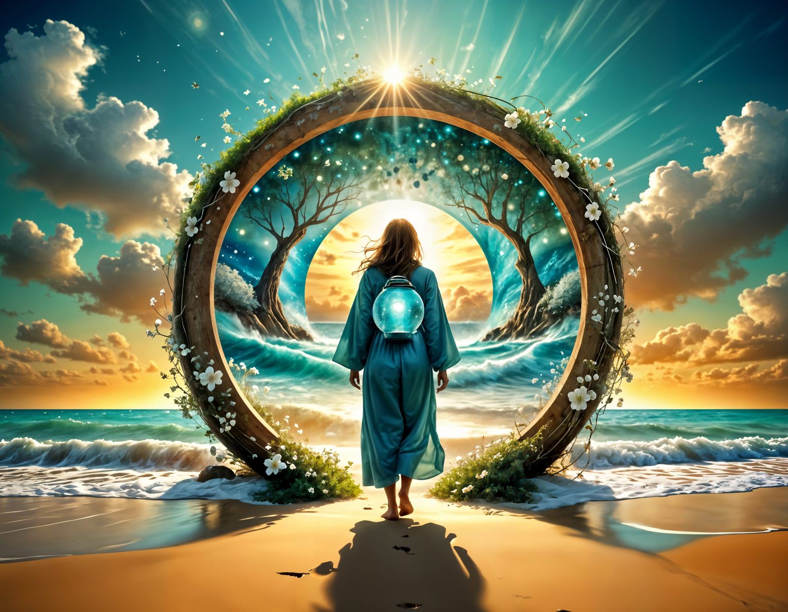 Glowing Lantern Path to Portal Tunnel