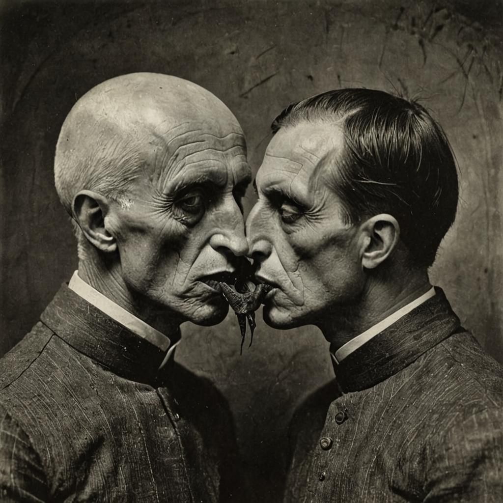 Vampire's Kiss: Surreal Art Brut Painting