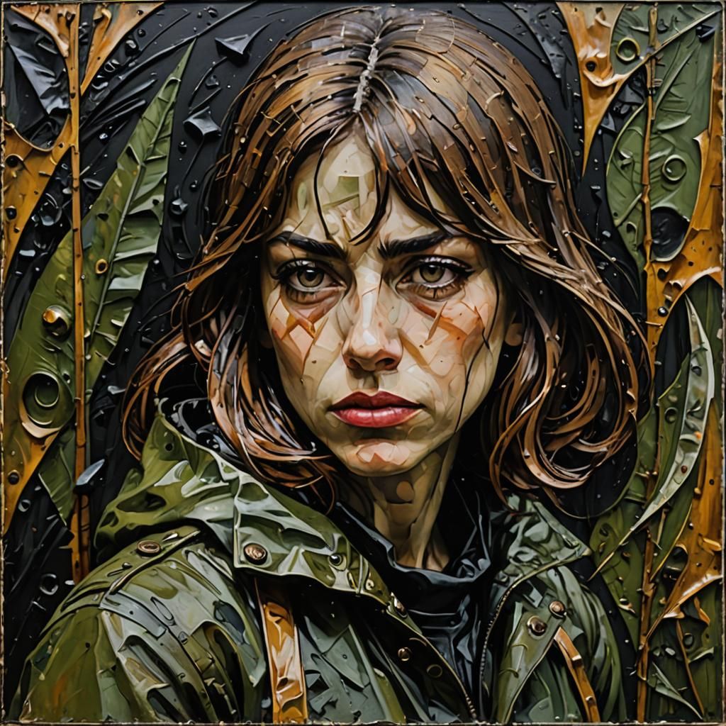 Weeping Soldier in Encaustic Style with Godrays