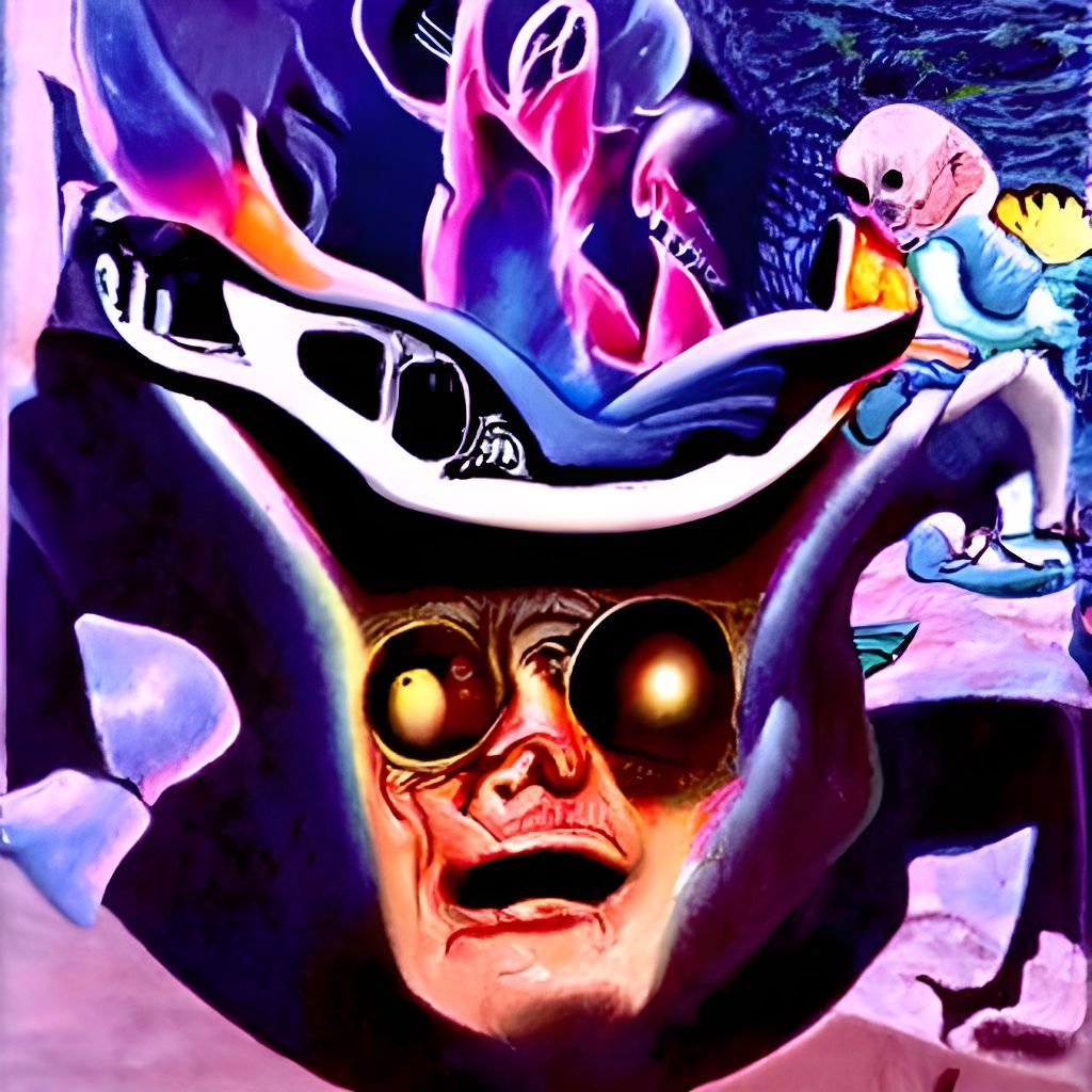 Surreal Characters in Holographic Vietnam, Horror Painting