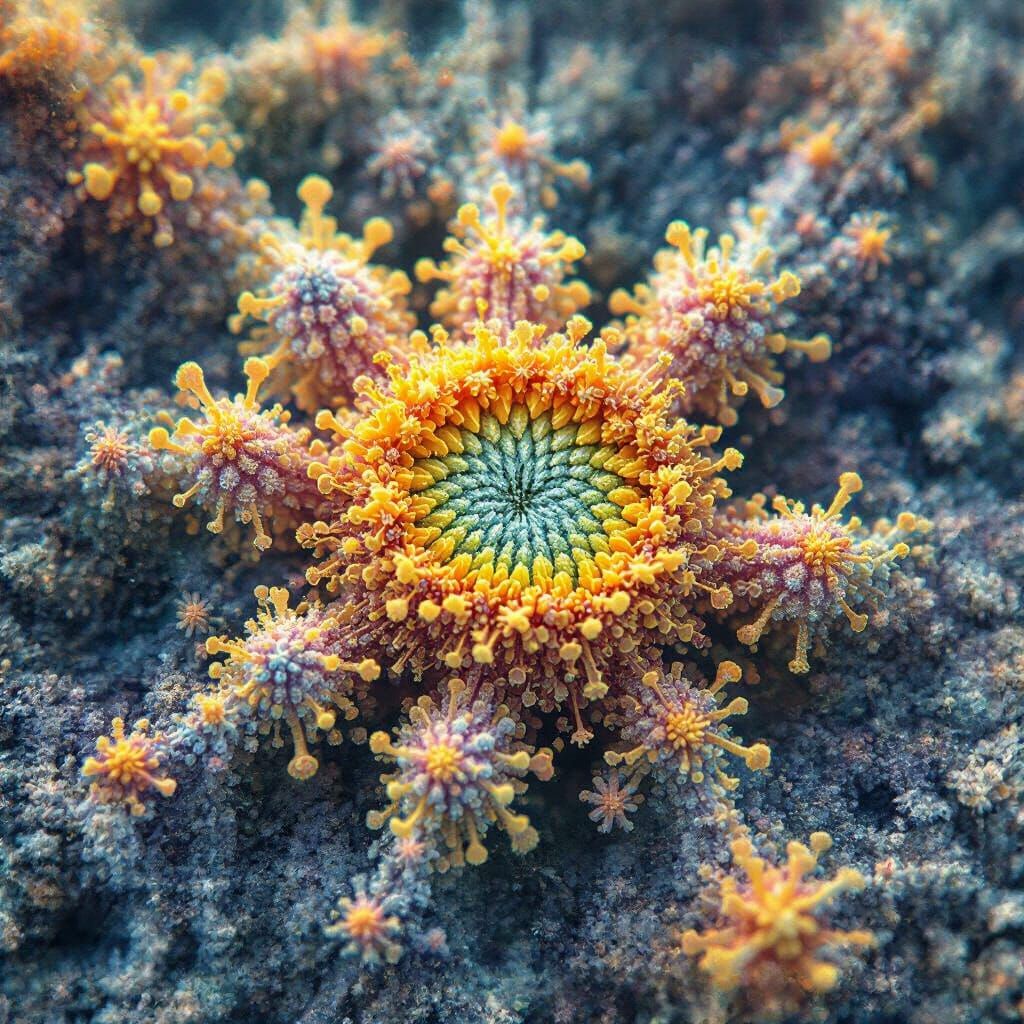 Pollen Grains in Rainbow Fractal Kaleidoscope