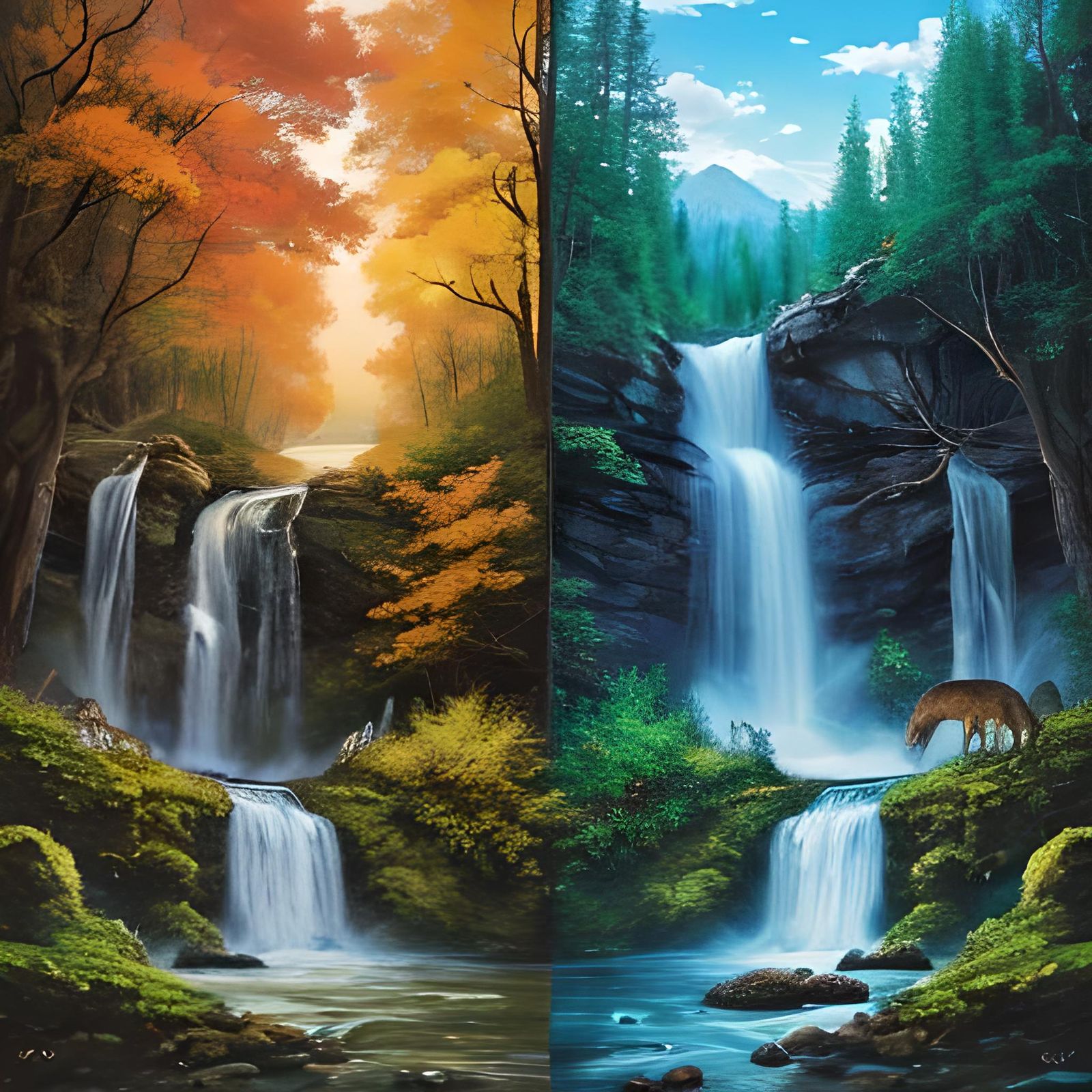 AI Generative Art Experiment: Wolf in Forest Illustration