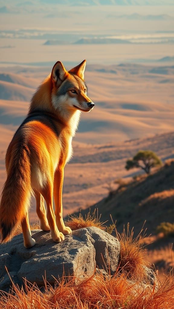 Majestic Ethiopian Wolf in Afroalpine Landscape