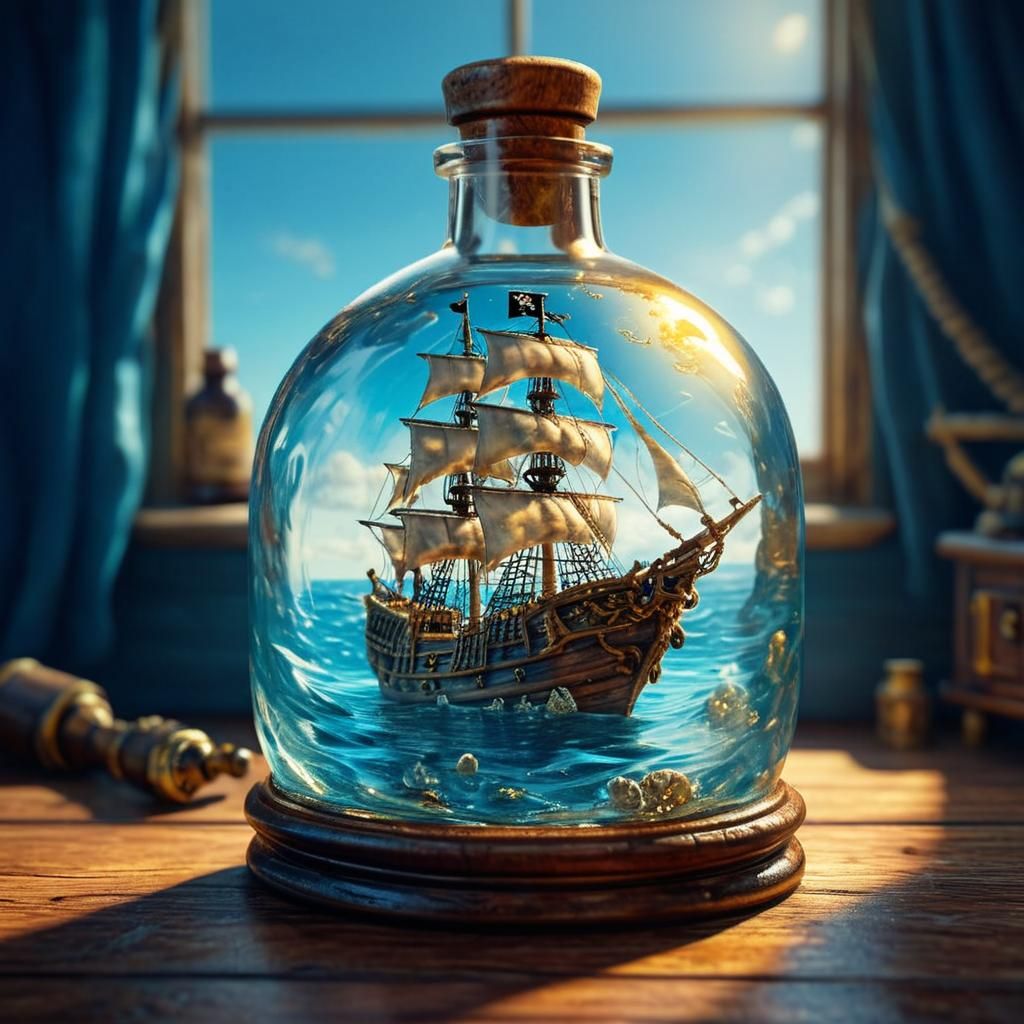 Pirate Ship in a Bottle: Fantasy Concept Art