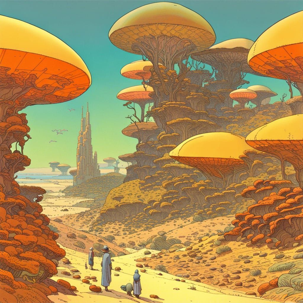 Exotic Landscape in Moebius Style