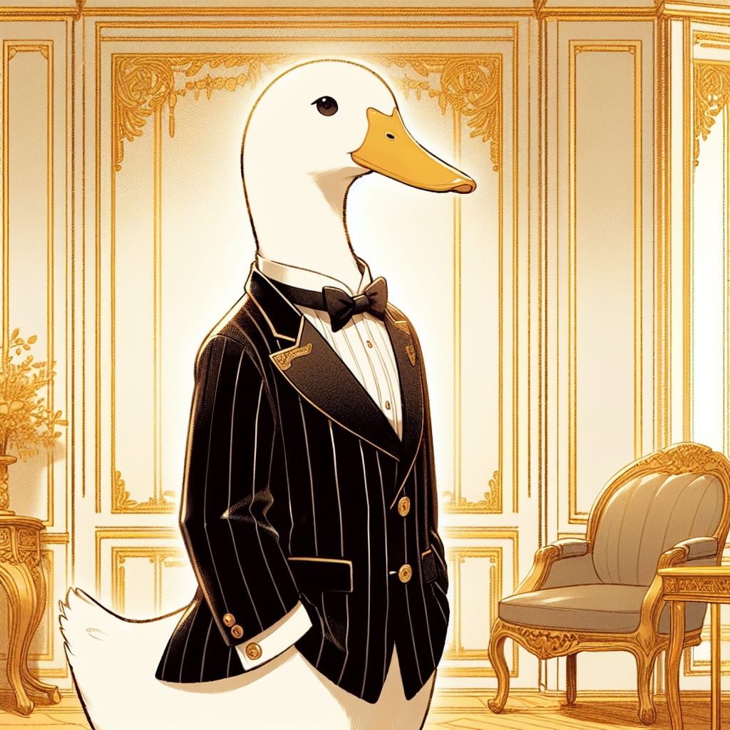 Duck in Black Suit, Manga Anime Style