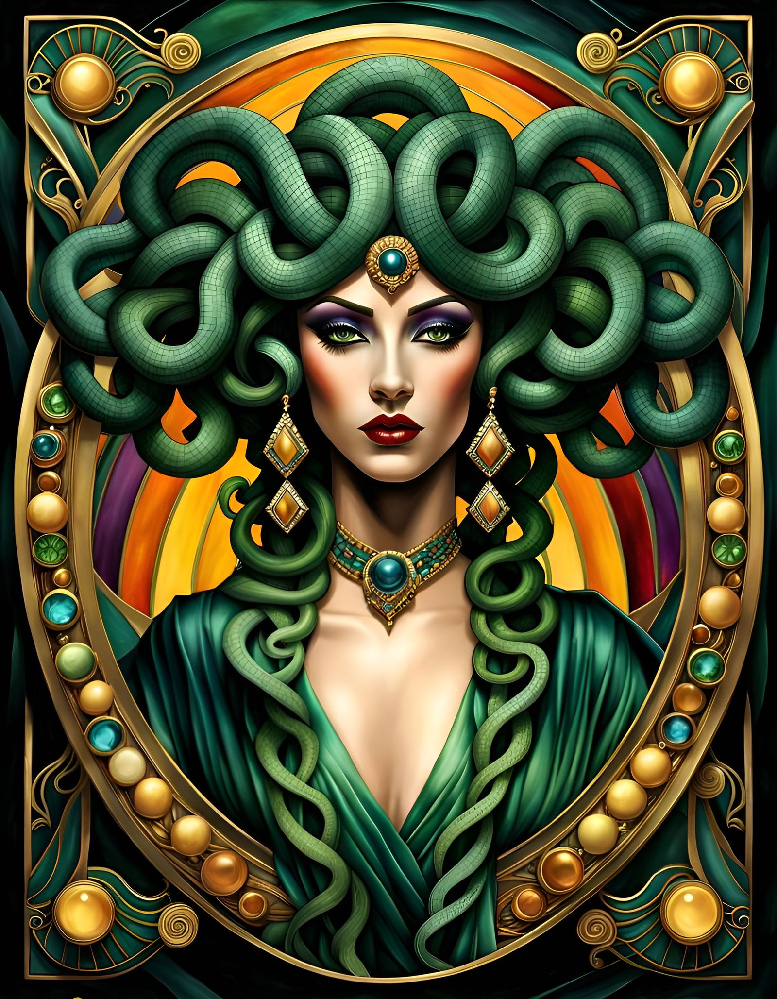 Medusa Through the Ages - Art Deco Portrait