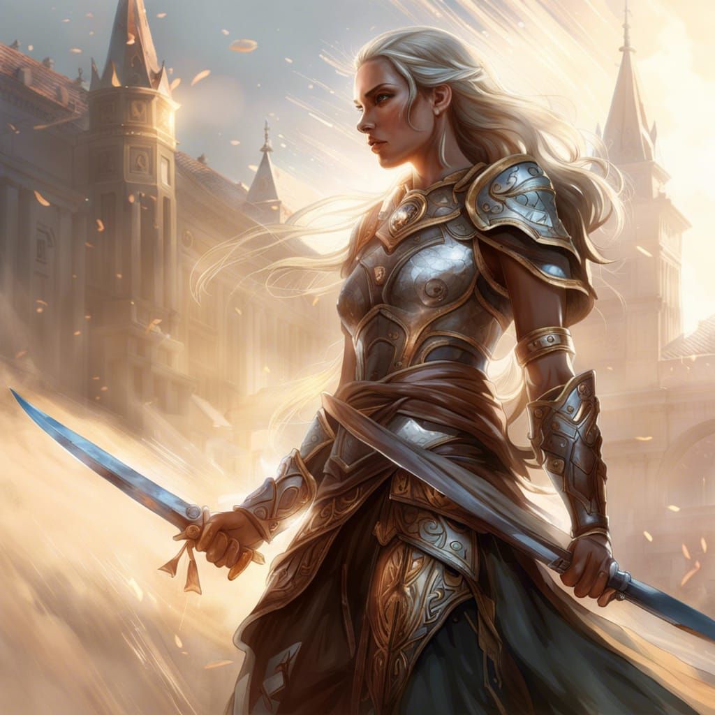 Elf Warrior with Wildflower Crown, Fantasycore Art