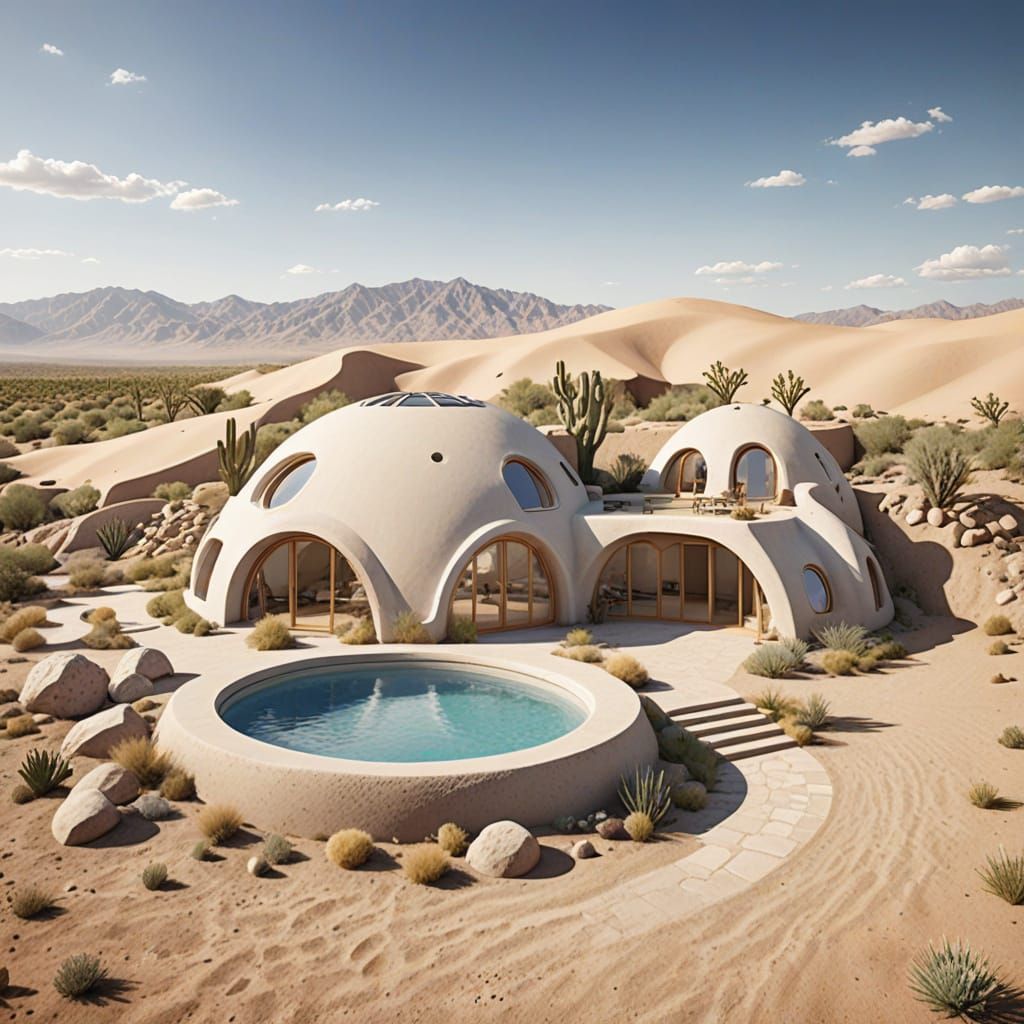 Eco-Dome Desert Home in CalEarth SuperAdobe Style
