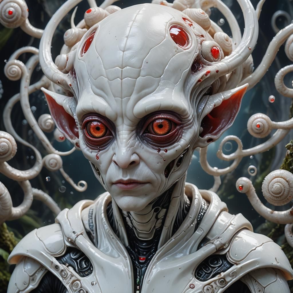 Hyperrealistic Portrait of a Cute White Alien Pet