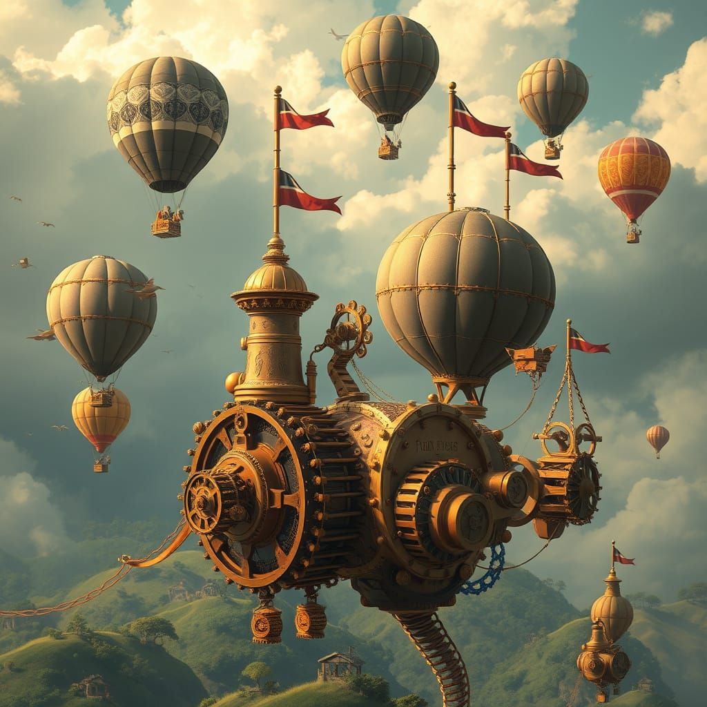 Steampunk Flying Circus Inspired by Dreamlike Fantasy