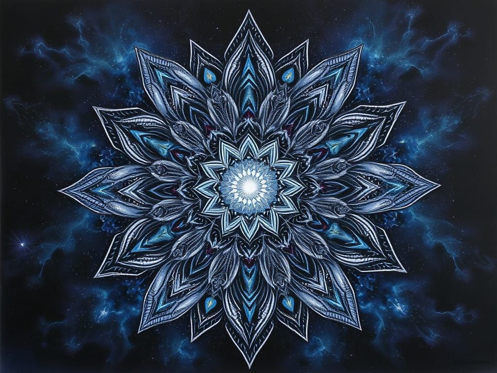 Fractal Mandala Transforms into Eerie Cosmic Entities