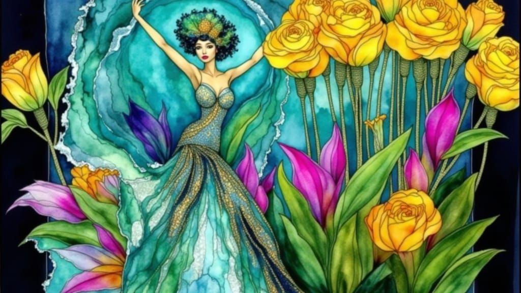 Afrofuturist Dancer in 1920s Cabaret Style