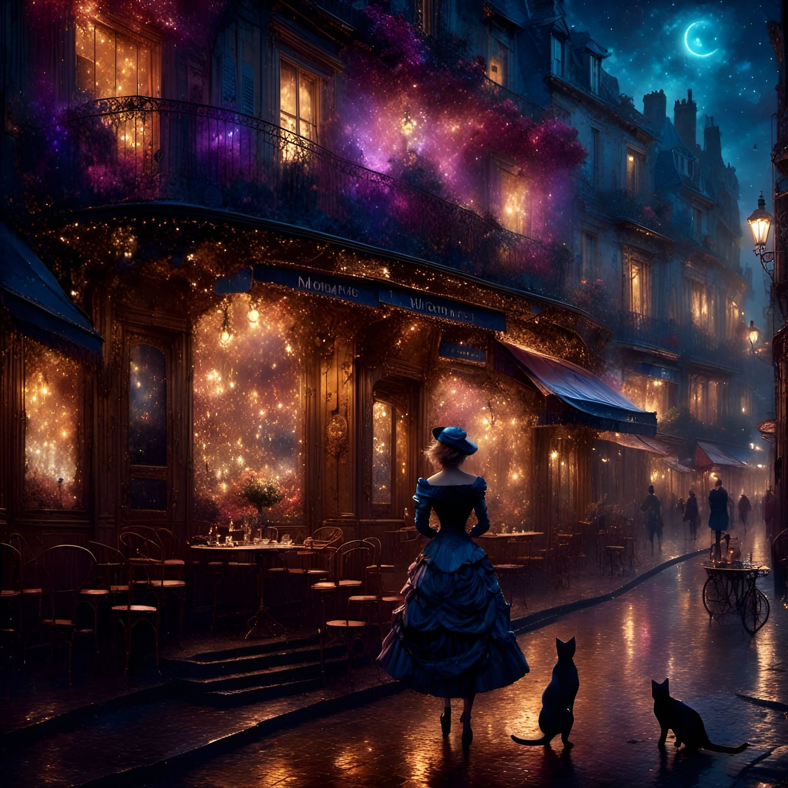 Burlesque Dancer in Rainy Paris, Belle Epoque