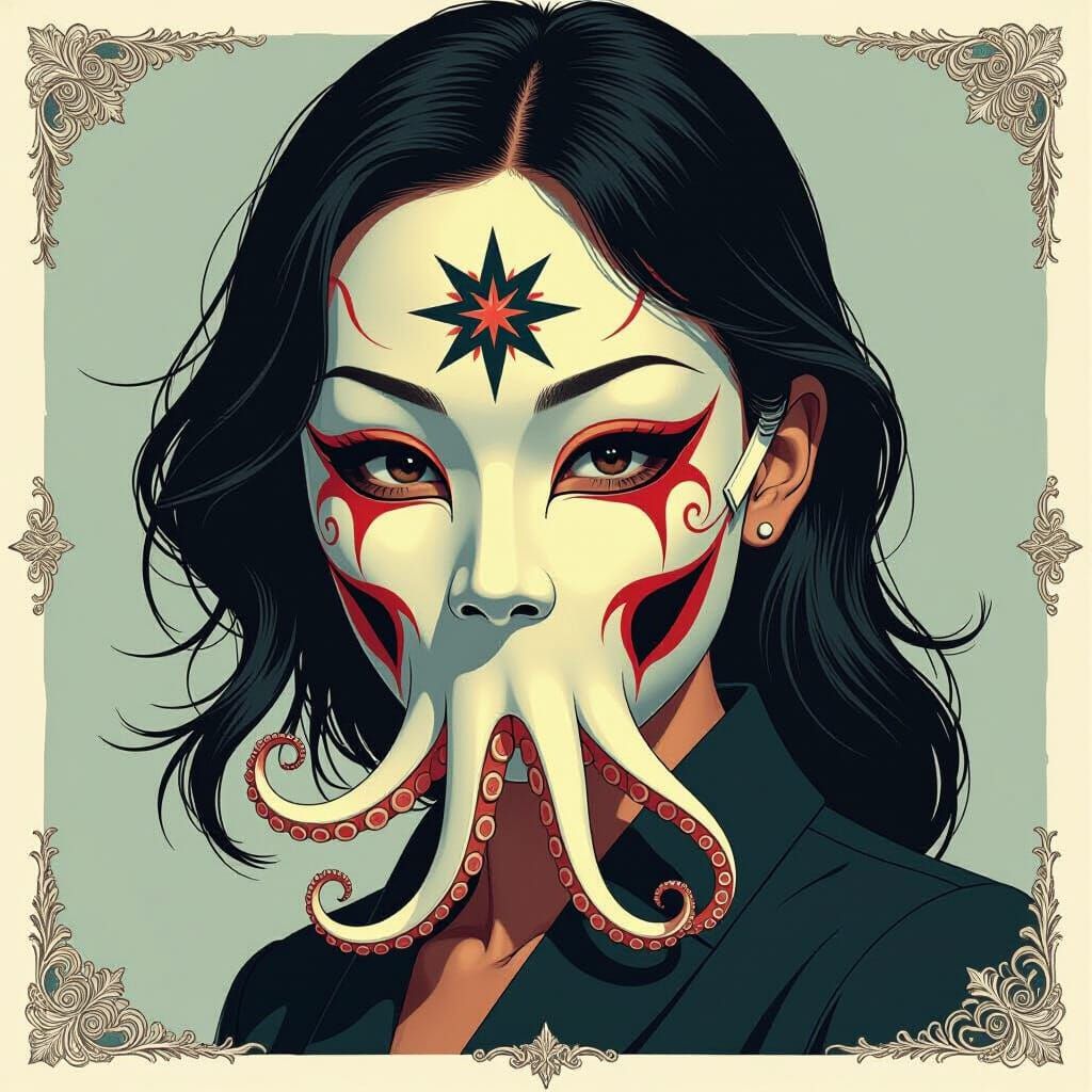 Star of Remphan Squid Game Mask in Moody Biomechanical Style