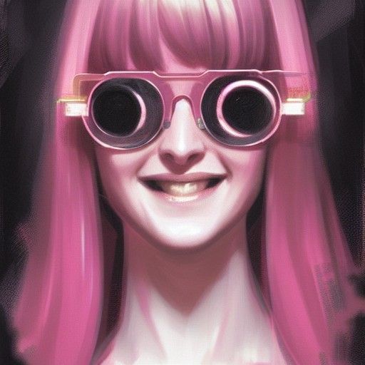Sinister Woman with Pink Glasses, Digital Art