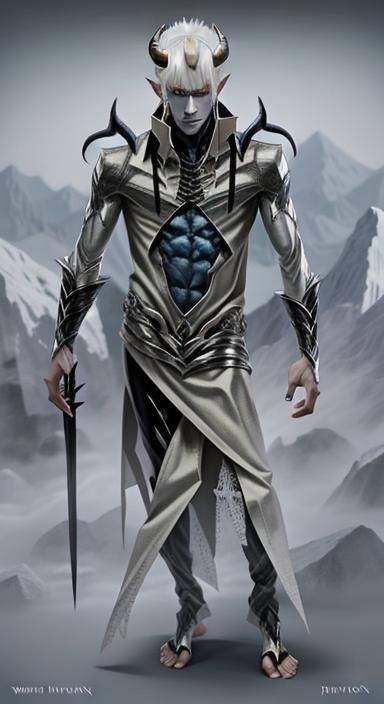 Icy Demon with Platinum Hair and Horns