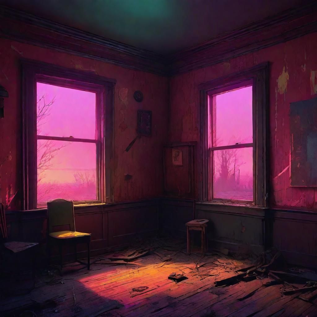 Neon Mysticism in Abandoned Room