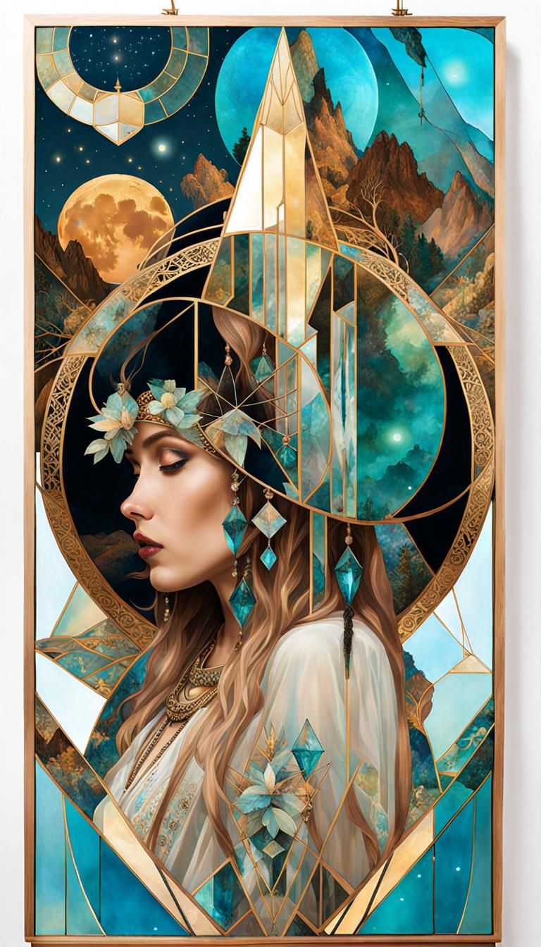 Bohemian Crystal Point in Art Nouveau Style