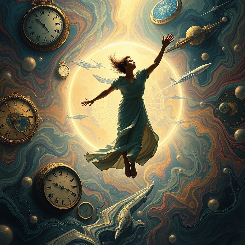 Surreal Time Portal in Fluid Art Style
