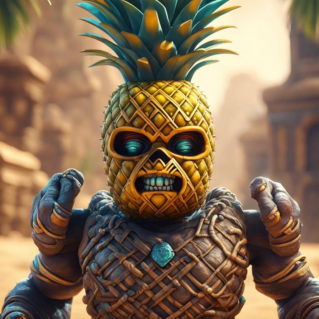 Mummy Pineapple Boxer: Detailed Fantasy Concept Art