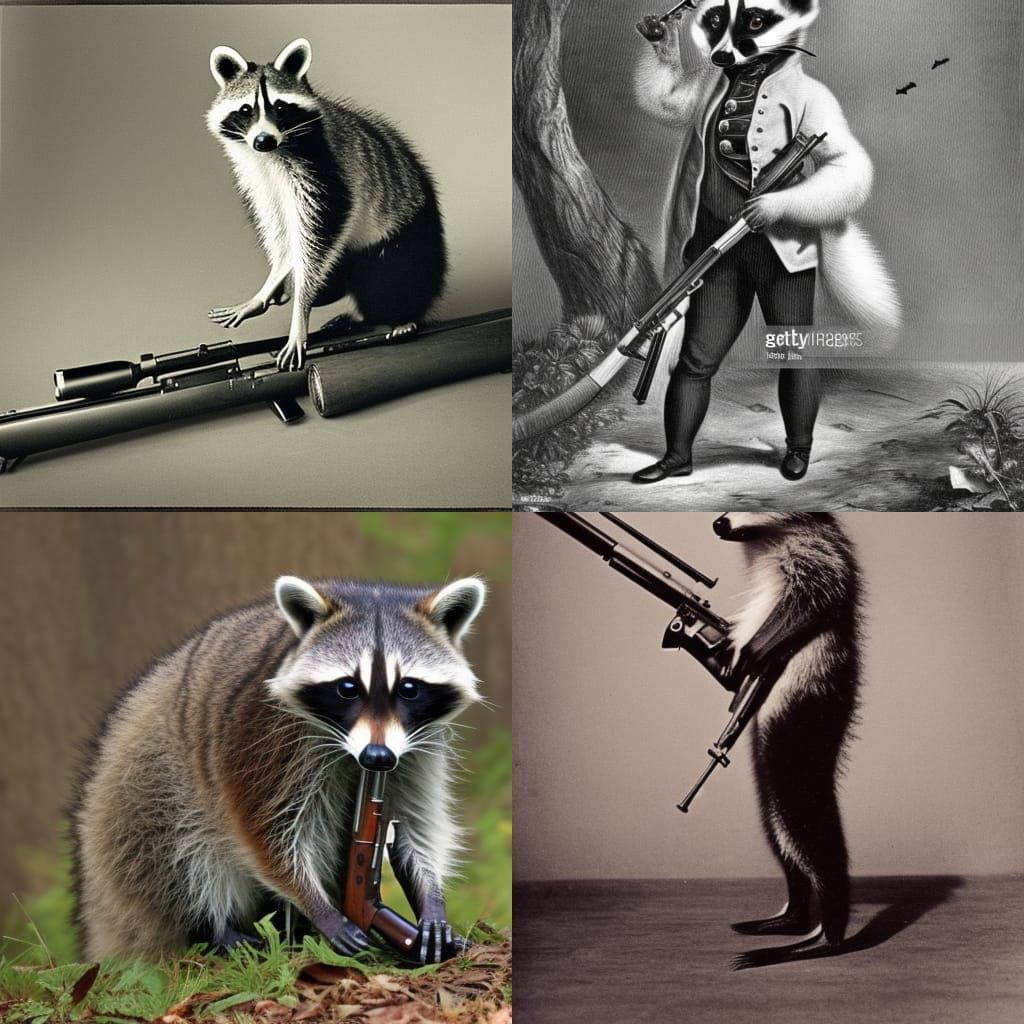 Raccoon with a Model 1795 Musket