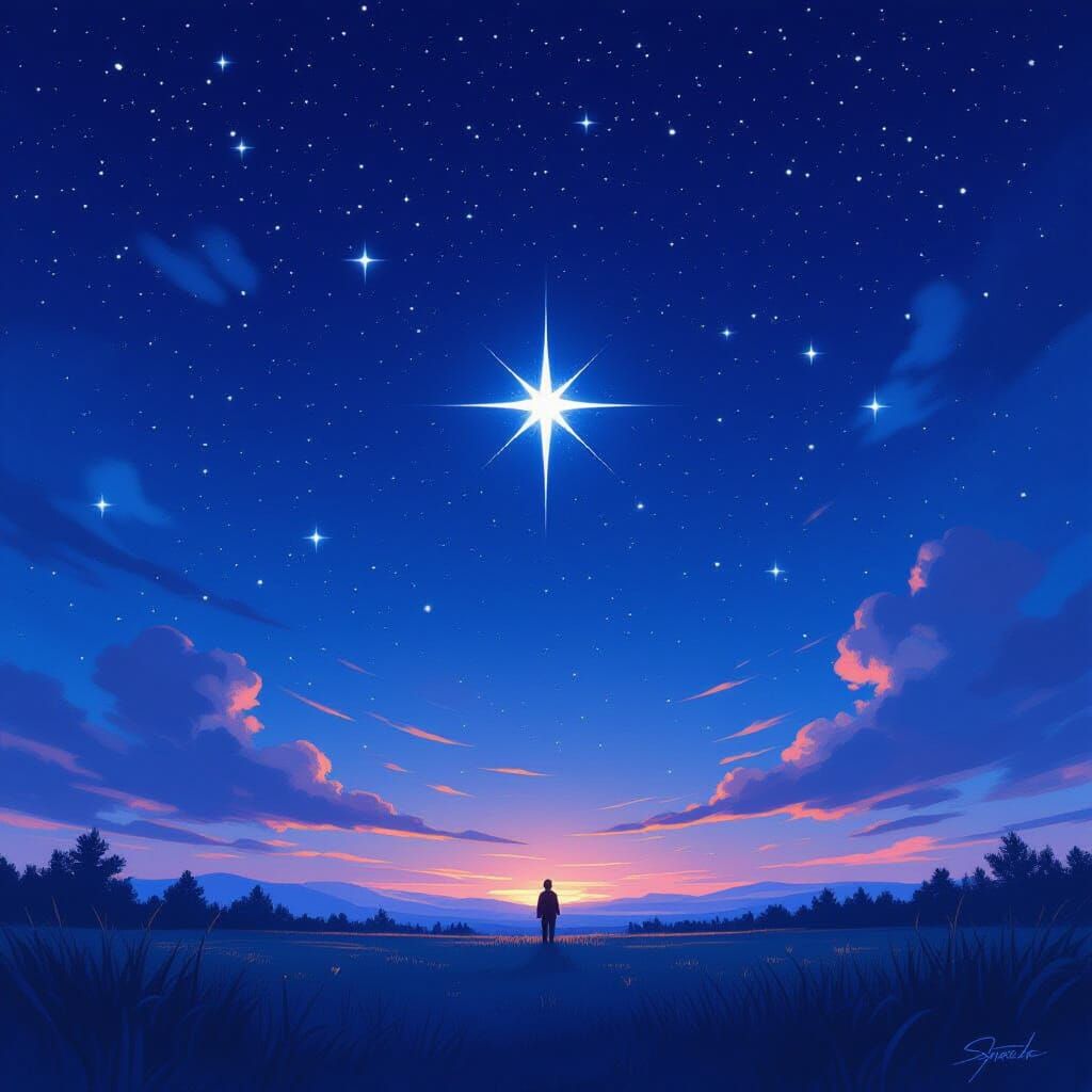 Vibrant Night Sky with North Star