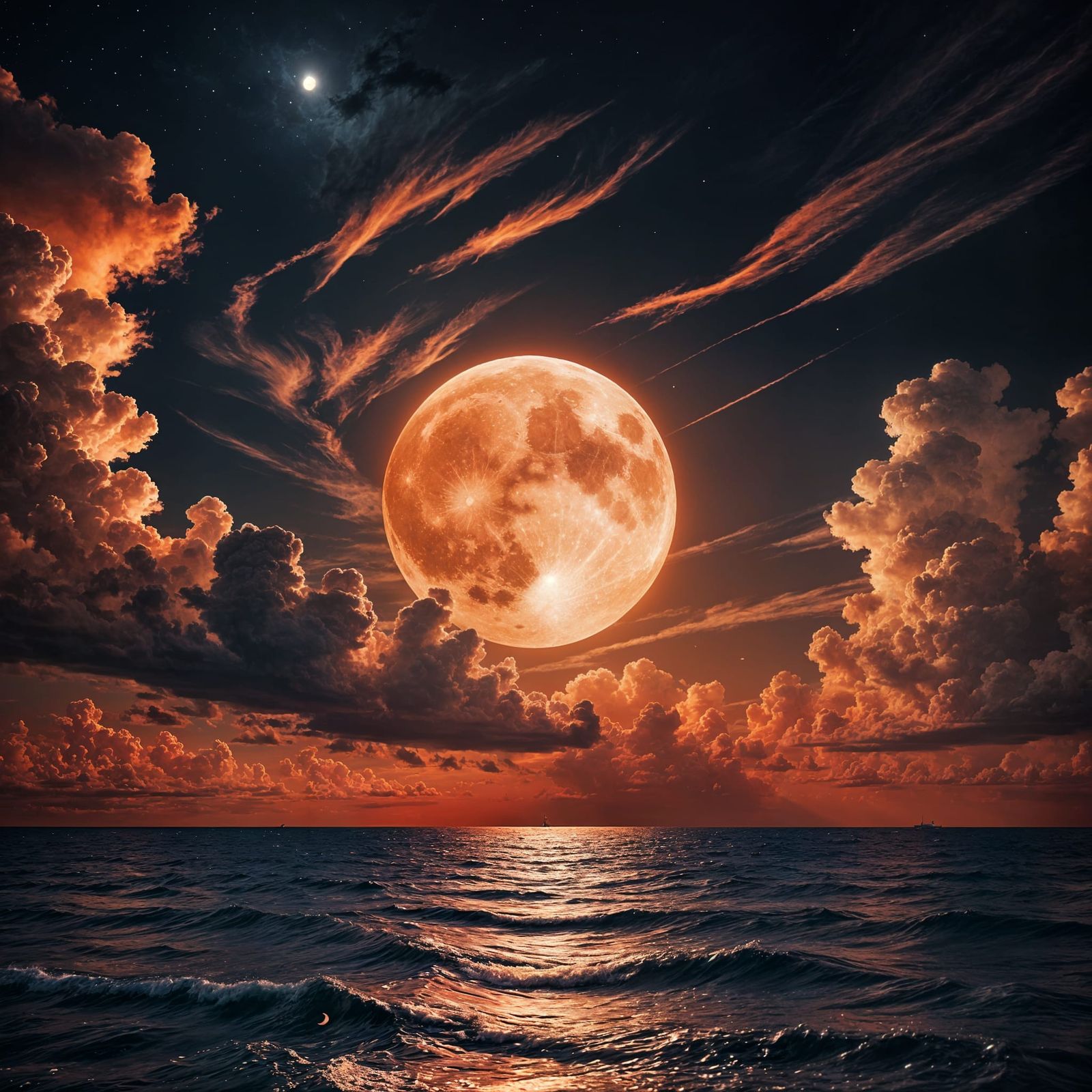 Moonlit Night Sky with Pirate Ship Cloud