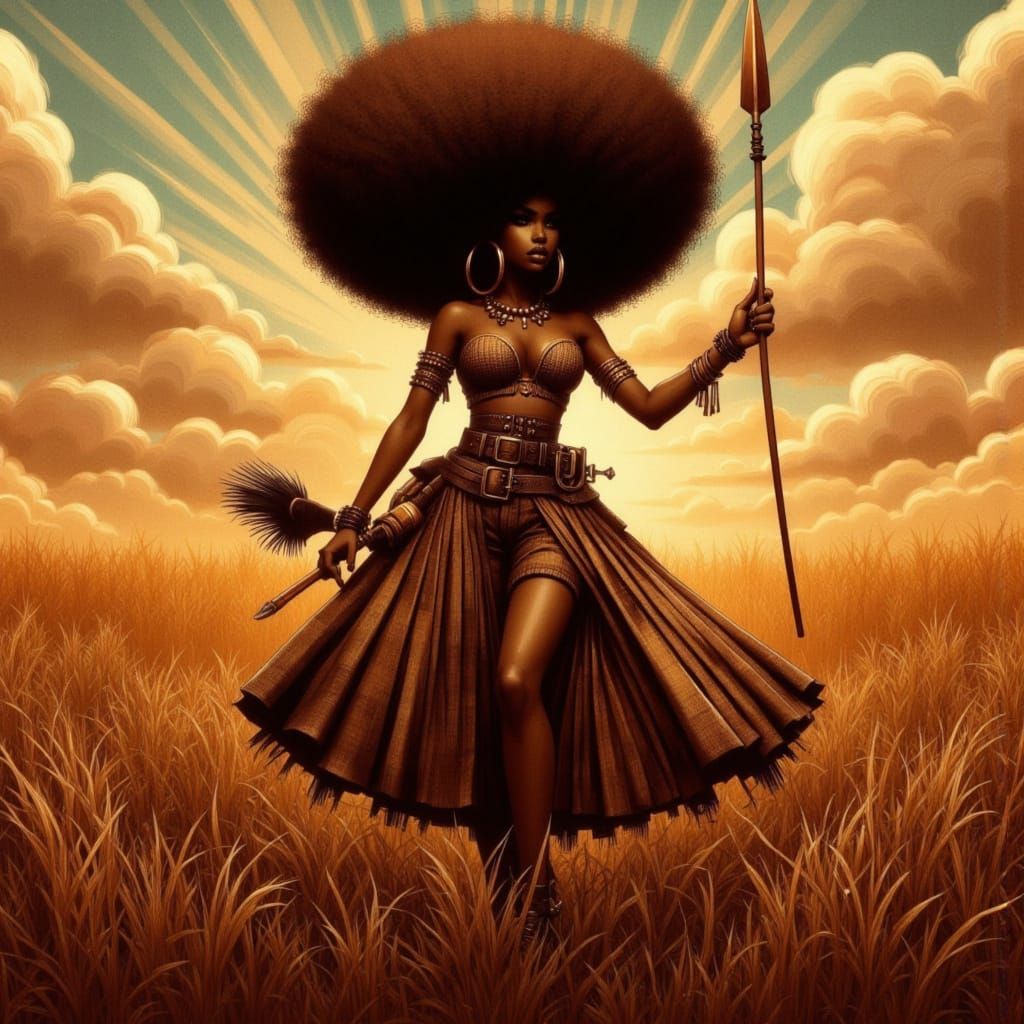 Tribal African Beauty on the Savanna at Golden Hour