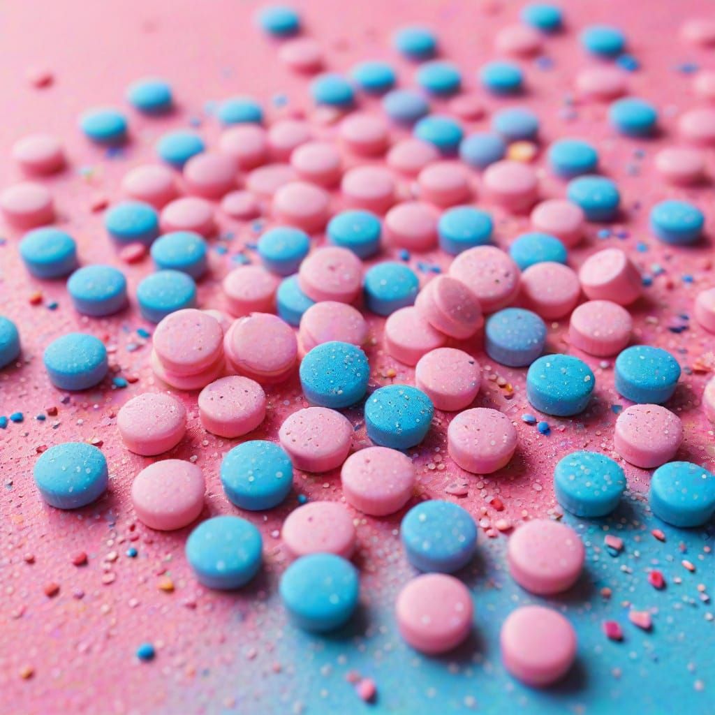 Kawaii Candy Close-Up in Acrylic Painting Style