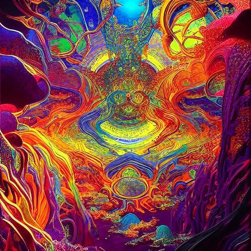 Psychedelic Stained Glass in Dystopian Style