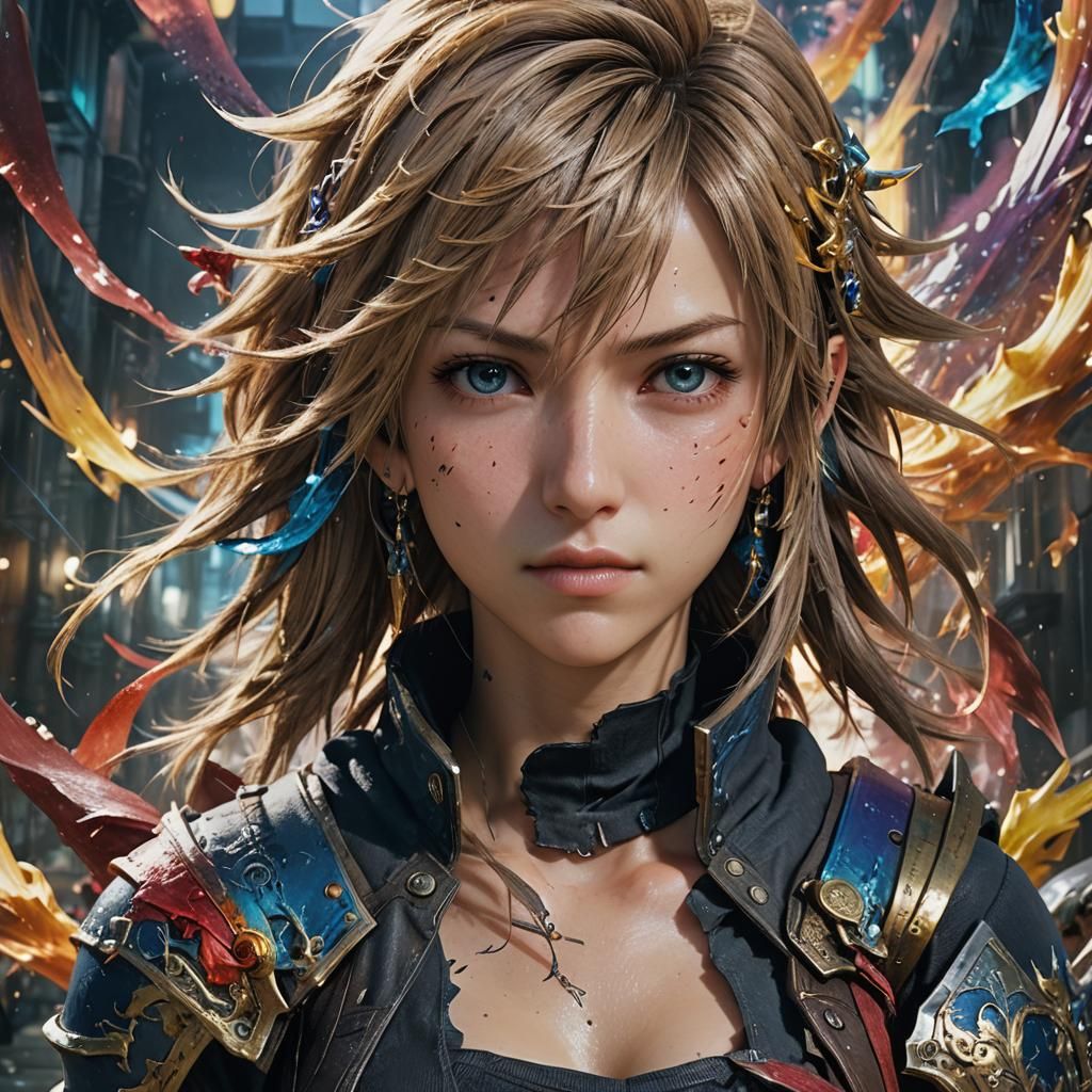 Dramatic Hyperrealistic Face with Colorful Background