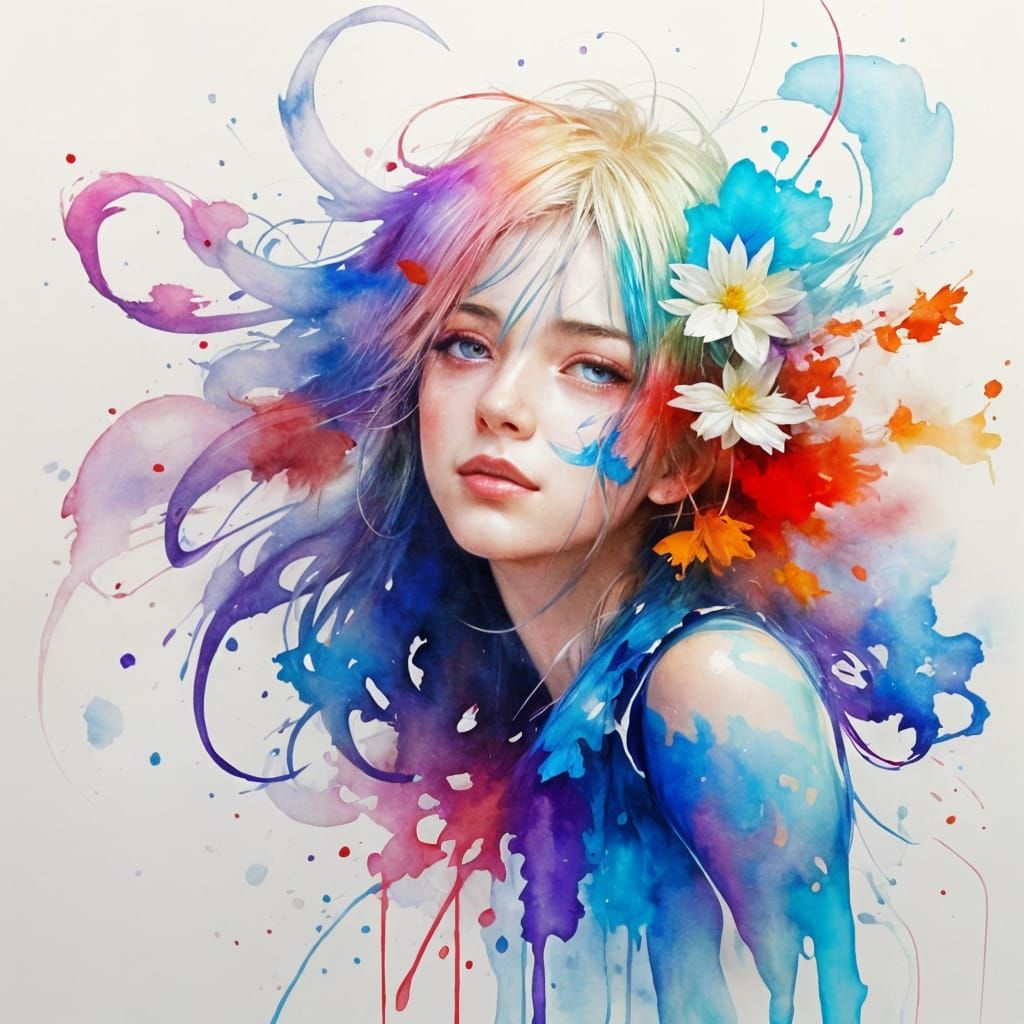 Ethereal Watercolour Fusion of Chaos and Beauty