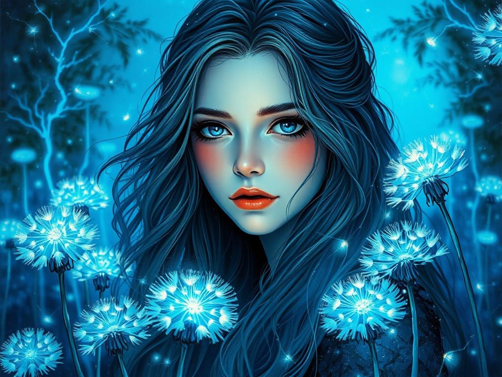 Dandelions in Blue