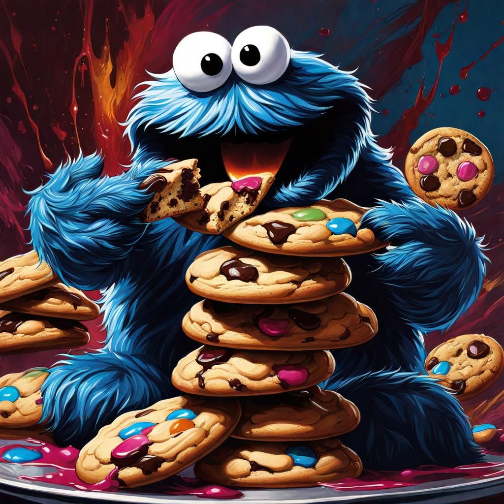 Horror Cookie Monster with Sharp Teeth