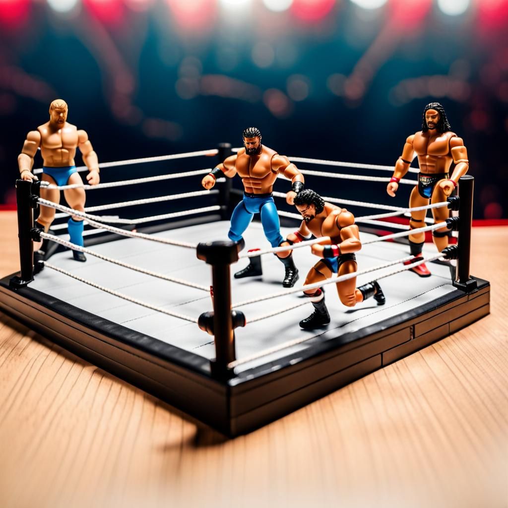 WWE Action Figures in Toy Wrestling Ring