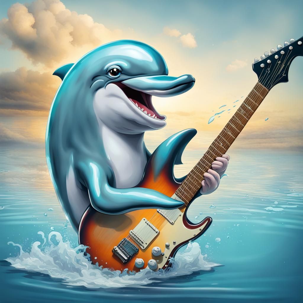 Dolphin Rock Star Shreds on Guitar