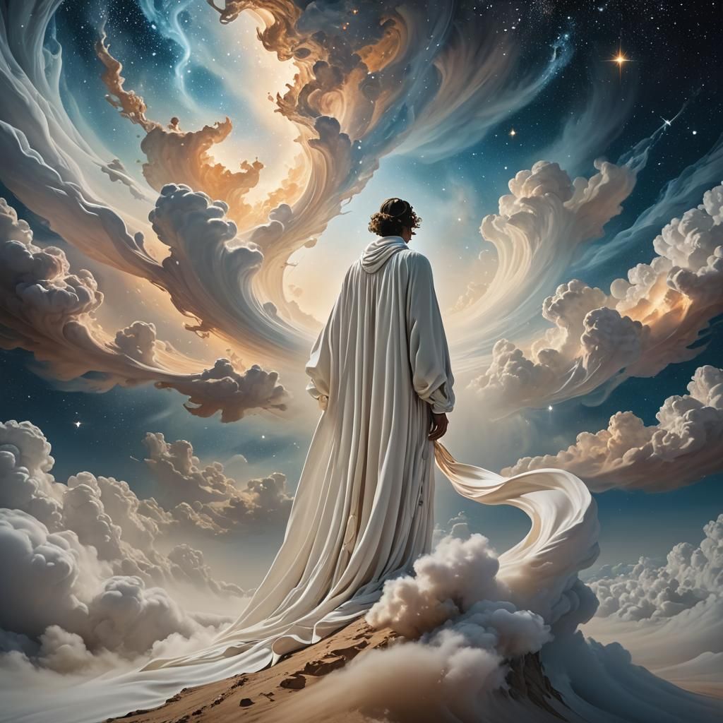 Ethereal Figure at Starry Expanse, Surrealism