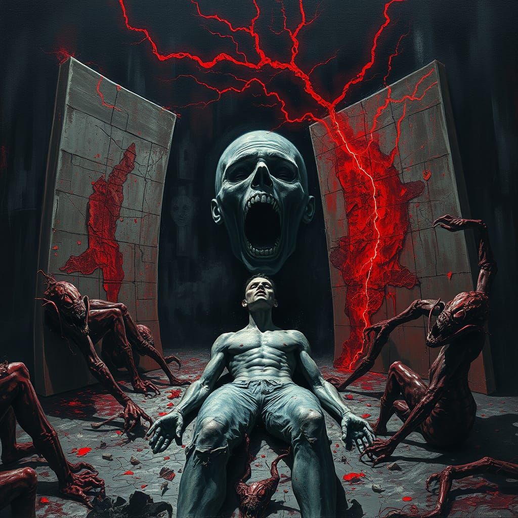 Nightmare World: A Terrifying Acrylic Painting