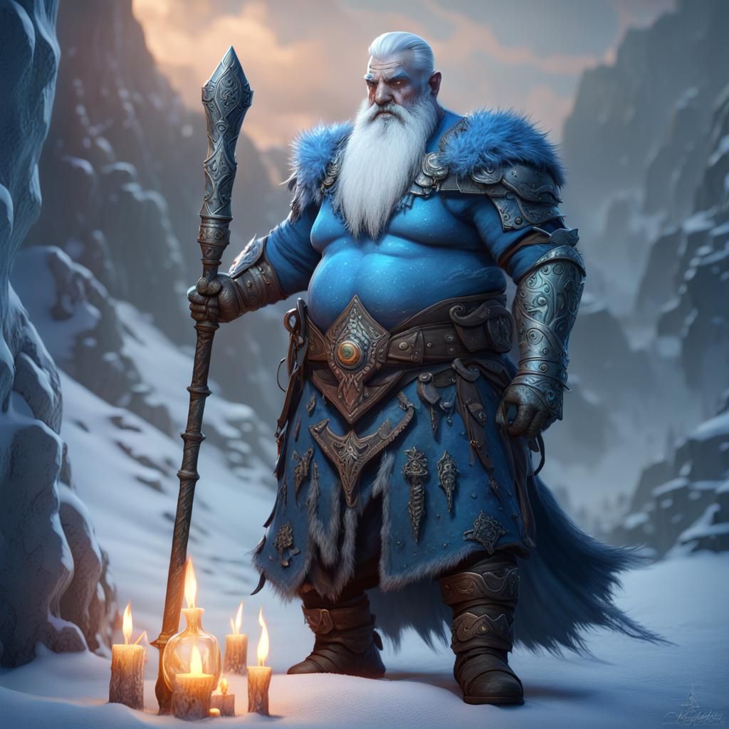 Blue Dwarf Warrior in Icy Realm