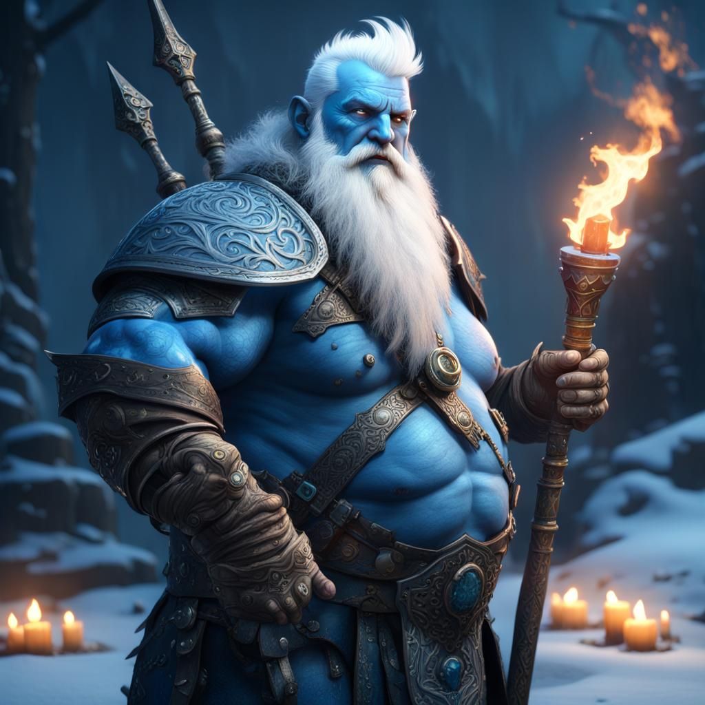 Blue Dwarf Warrior with Ice Staff in Unreal Engine 5
