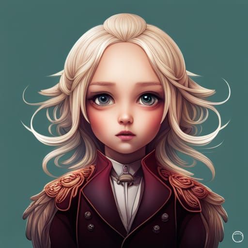 Adorable Chibi Doll Portrait in Detailed Digital Art