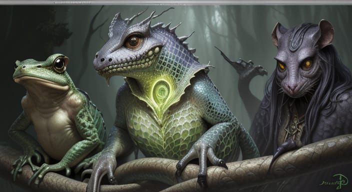 Fantasy Creature Concept Art: Rat Snake Frog Hybrid