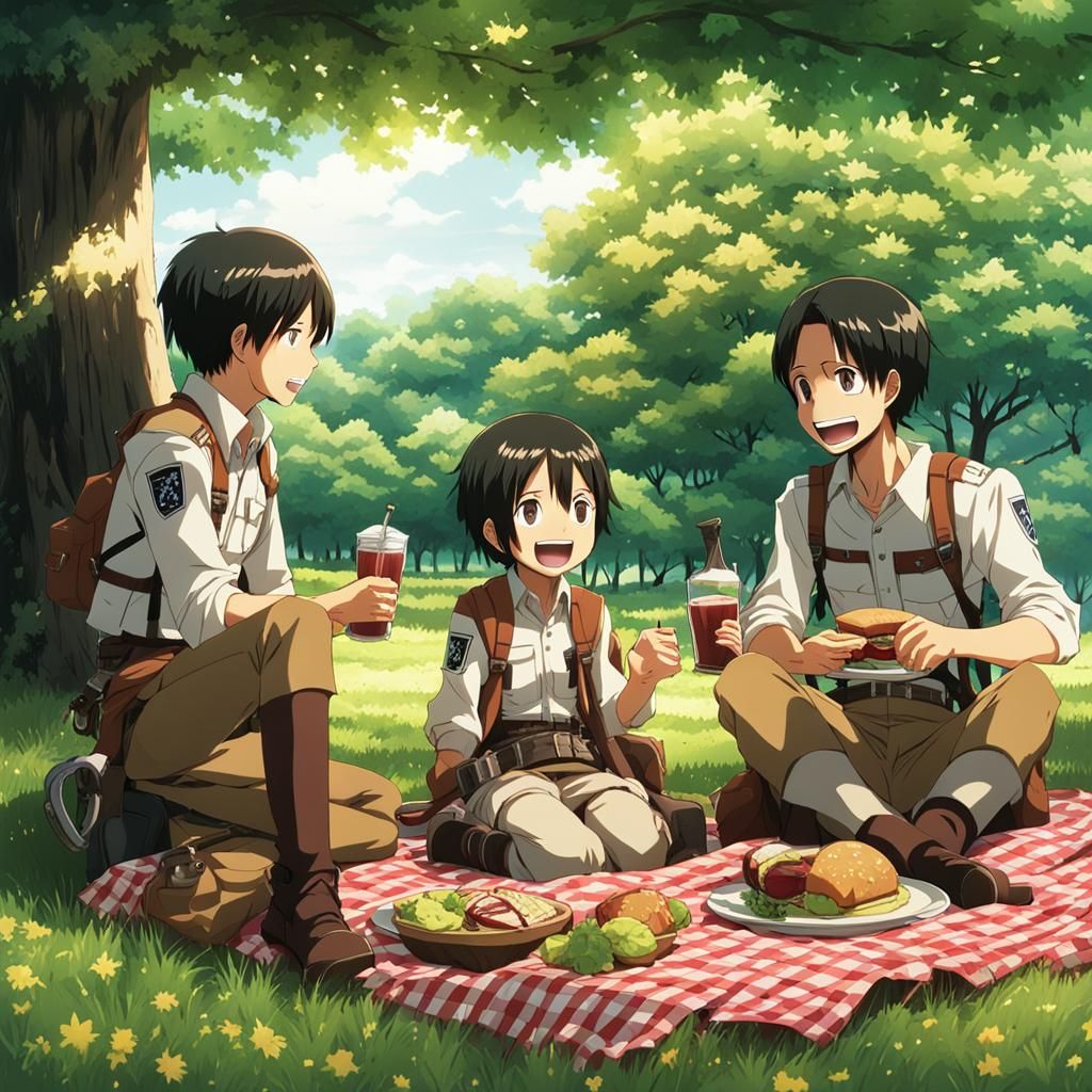 Attack on Titan: Picnic in Studio Ghibli Style