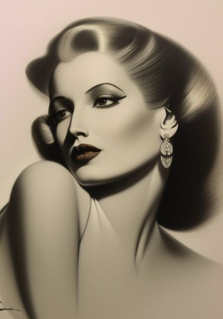 Portrait similar Rolf Armstrong, pencil sketch   /3