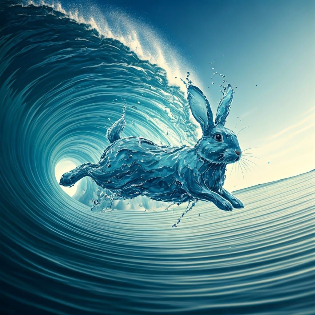 Water Rabbit Surfs Through Ocean Tunnel